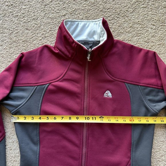Nike ACG Sweater Womens Medium Full Zip Mock Neck Fleece Red Grey - Picture 9 of 13